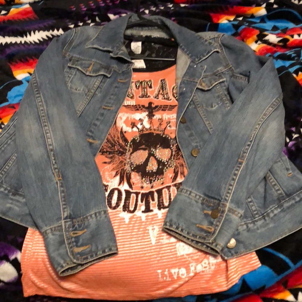 Shirt with jean jacket